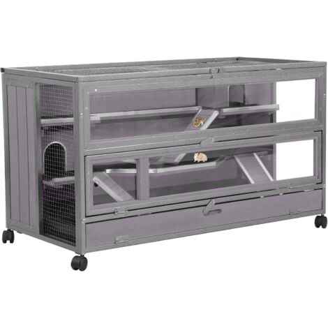X-ZONE PET Cage à hamster à 3 étages avec jouet à mâcher, cache, bascule, gamelle, bol en plastique anti-fuite dans la maison de rats