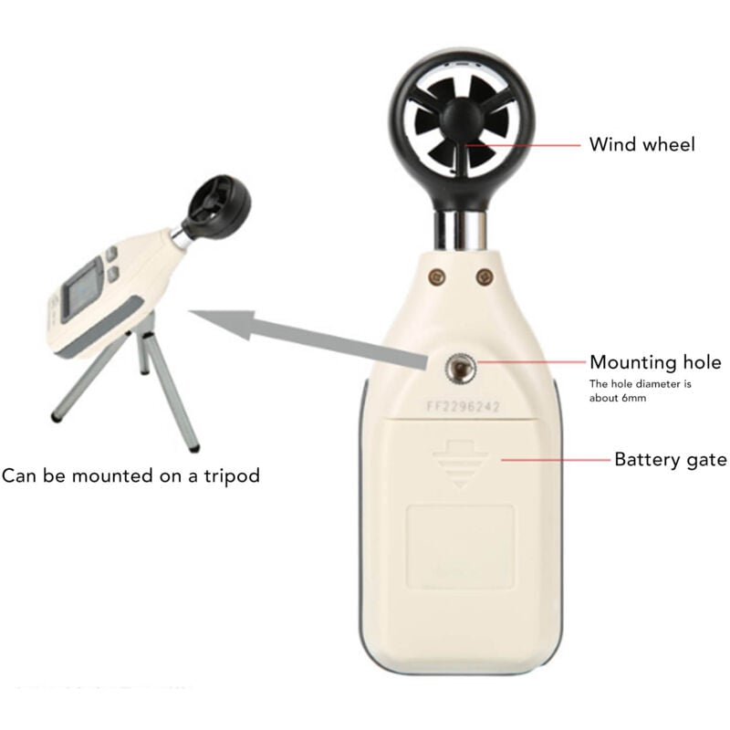 Gistuch Anémomètre numérique portatif GM816A 0 à 30 m/s roue à ailettes magnétique pour prise de vue, HVAC, vol de drone 3