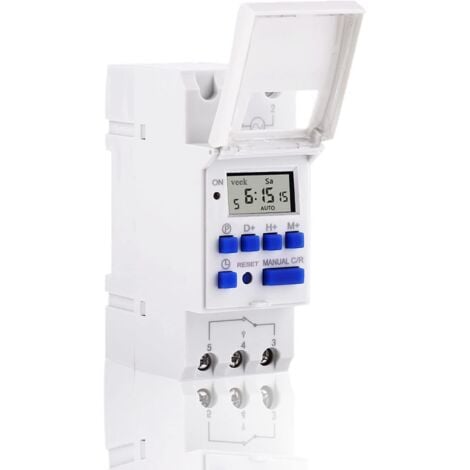 Gistuch Minuteur Numérique Programmable, Ecran LCD Interrupteur Horaire Hebdomadaire avec Programmation Minuteur Programmable sur Rail DIN (220 V)