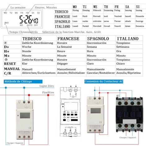 Gistuch Minuteur Numérique Programmable, Ecran LCD Interrupteur Horaire Hebdomadaire avec Programmation Minuteur Programmable sur Rail DIN (220 V)