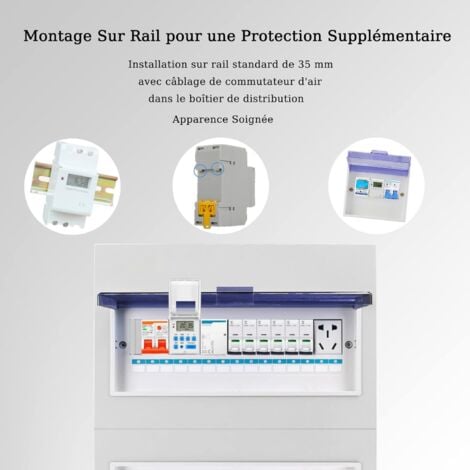 Gistuch Minuteur Numérique Programmable, Ecran LCD Interrupteur Horaire Hebdomadaire avec Programmation Minuteur Programmable sur Rail DIN (220 V)