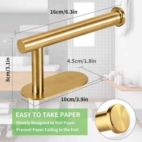 Gistuch Support de Papier Toilette Auto-adhésif, en Acier Inoxydable SUS304 épais, Anti-Rouille, sans perçage, Convient pour Salle de Bain, Cuisine, Toilettes (doré)