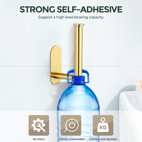Gistuch Support de Papier Toilette Auto-adhésif, en Acier Inoxydable SUS304 épais, Anti-Rouille, sans perçage, Convient pour Salle de Bain, Cuisine, Toilettes (doré)