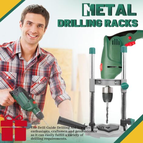 Gistuch Guide de perçage réglable à 45° Support de perceuse électrique rotative avec mandrin de perçage Mini support de perceuse d'établi pour le travail du bois