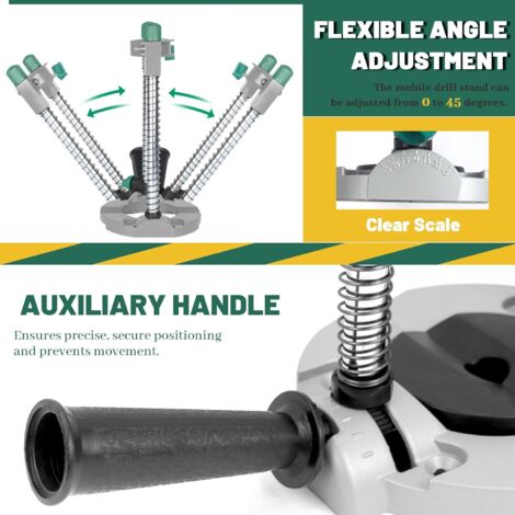 Gistuch Guide de perçage réglable à 45° Support de perceuse électrique rotative avec mandrin de perçage Mini support de perceuse d'établi pour le travail du bois