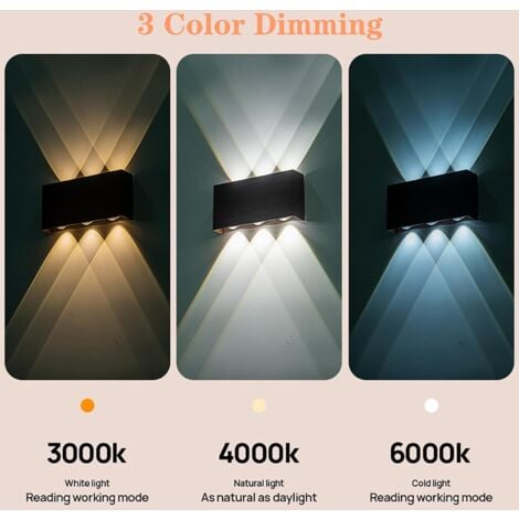 Gistuch Lampe murale LED rechargeable Lampe murale avec batterie 5000mAh avec interrupteur Touch Control 3 modes niveaux de luminosité,pour salon EscalierCouloir Appliques murales sans fil (Noir)