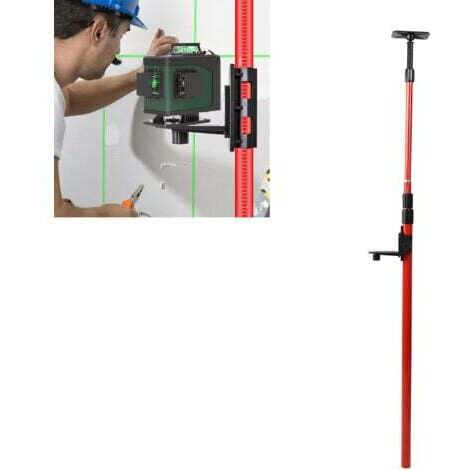 [JAMAIS UTILISÉ] Gistuch Tige Télescopique de Niveau Laser 224-400 cm Acier Inoxydable Perche Télescopique Extensible du Sol au Plafond avec Support et Sac en Nylon
