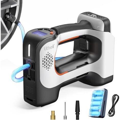Litheli – Compresseur d'air portable 20V – Gonfleur de pneus 150 PSI – Batterie 4.0Ah – Débit 25L/min – 5 modes de pression préréglés