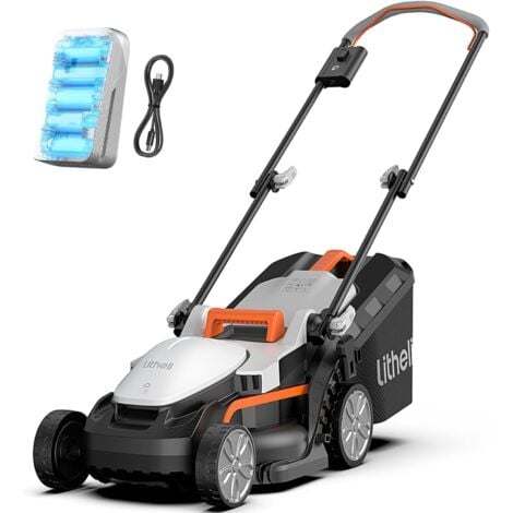 Tondeuse à gazon sans fil 13 pouces, U20 Handy+ 20 V, tondeuse à gazon électrique pour jardin, cour et ferme, 5 réglages de hauteur, poids léger, batterie portable 4,0 Ah incluse Litheli