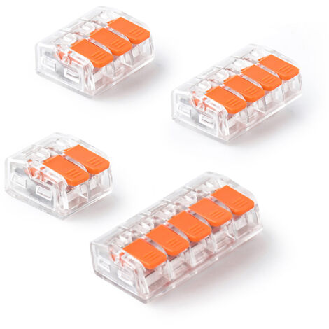 Sachet Mixte de 47 Connecteurs Électriques - 2 Pôles (18), 3 Pôles (12), 4 Pôles (10), 5 Pôles (7) - Polycarbonate Transparent à Levier Large - Capacité 0.2 à 4 mm² - 32A / 450V AC -40°C/+105°C - Conf