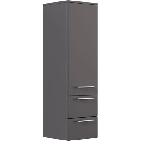 Hochschrank 120 cm anthrazit mit Glaseinlagen