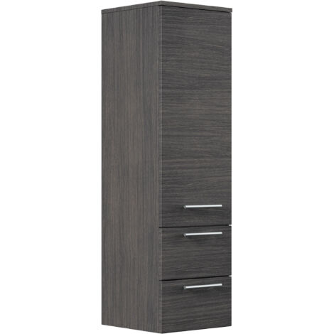 Hochschrank 120 cm anthrazit gemasert mit Glaseinlagen