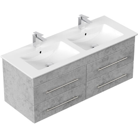 Badmöbel mit Villeroy und Boch Venticello Waschbecken 130 cm Doppel B beton