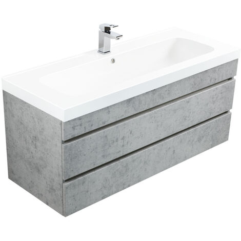 Badmöbel Via 120 SoftClose beton mit grifflosen Schubladen