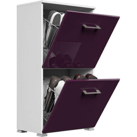 Schuhschrank Emotion 2 Klappen 8 Paar 52x96 cm Weiss-Brombeer