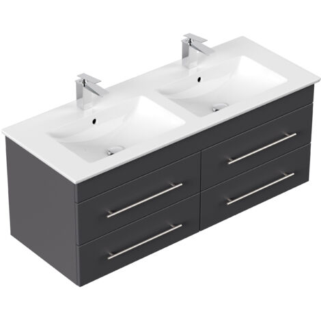 Badmöbel mit Villeroy und Boch Venticello Waschbecken 130 cm Doppel B anthrazit