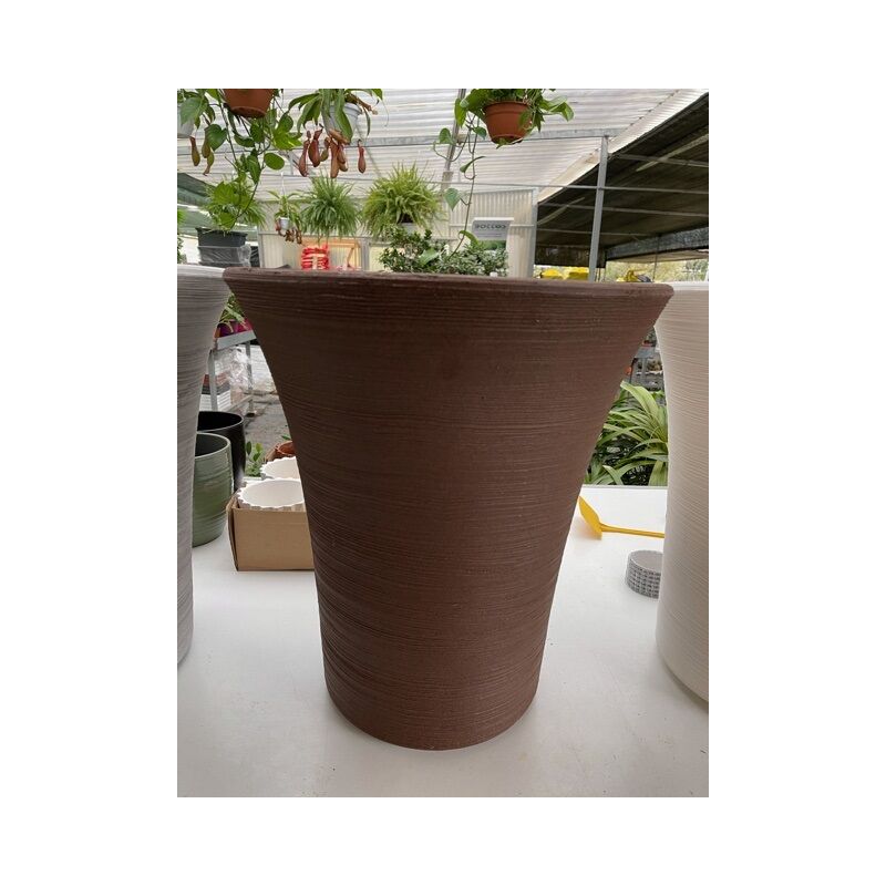 Vase en résine blanc avec décors en relief 15,5x74 cm Panama