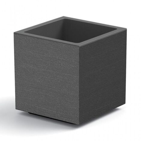 VASE À FLEURS EN PLASTIQUE CUBE CARRÉ AVEC ROUES 40 CM MODERNE - Colore: Antracite (1/4)