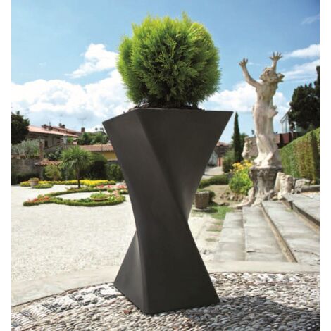 Vivaio Garden Forest – Vase triangle en résine 80 cm – Couleur havane – Résistant aux chocs et UV – Pour décoration intérieure et extérieure