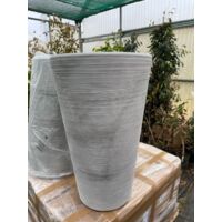 Vase rond haut en résine "Lilium" H 76cm ELBI moderne effet rayé - Couleur : Blanc - Colore: Grey
