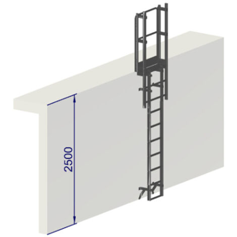 Echelle a crinoline hauteur à franchir 2,5 metres sans arceaux Norme NF EN ISO 14 122-4