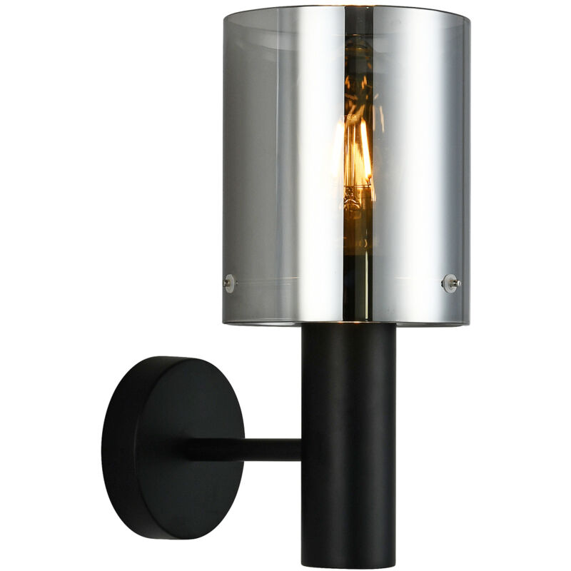 Applique murale Sardo E27 40W noir, fumé WL-5581-1A-BK+SG Italux