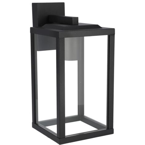 Edo Solutions – Applique extérieure noire IP44 en aluminium – Culot E27 – Diffuseur en verre – Montage en saillie – 305mm de hauteur – 145mm de largeur - EDO777369