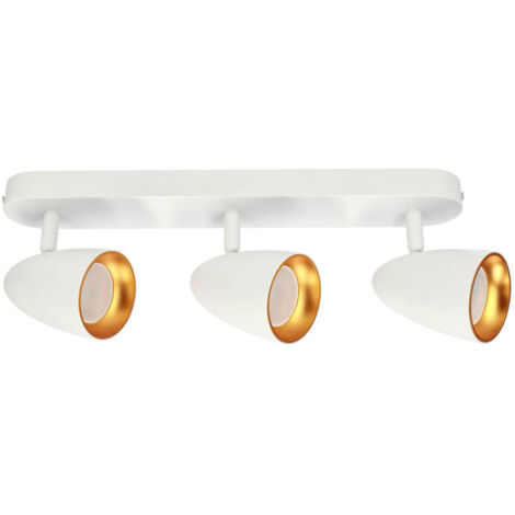 Plafonnier Orientable EDO OVO 3 Spots GU10 - Blanc Anneau Doré - Neuf