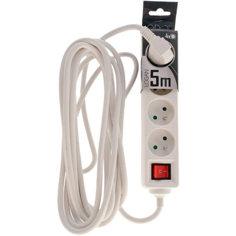 Edo Solutions – Multiprise 4 prises 2P+T avec interrupteur – Câble 5m H05VV-F 1,5mm² – Protection enfants et charge max 3680W - EDO777670