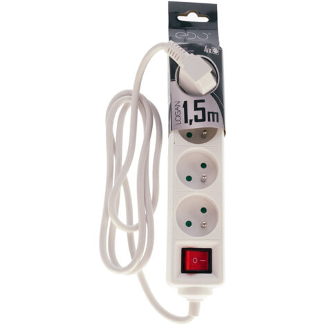 Multiprise LOGAN blanc 4 prises 2p+T avec interrupteur câble 1,5m EDO777669 EDO SOLUTIONS
