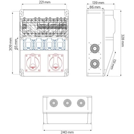Coffret de chantier triphasé équipé EDO ASTAT 448 IP65 2x16A/5P 4x230V IP44 IK08 Disjoncteurs Schneider