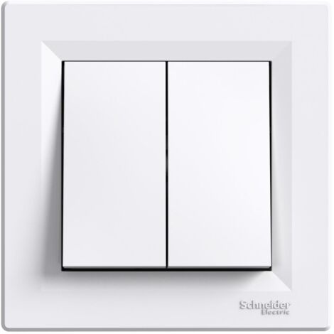Schneider Electric – Interrupteur double allumage unipolaire blanc – 2 touches – 2300 W – Raccordement par bornes à vis – Compatible câbles 2,5 mm² - EPH0300321