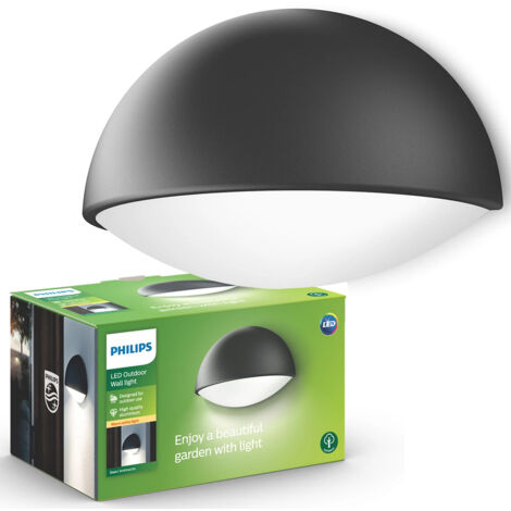 Philips MyGarden Applique Murale Extérieure LED CAPRICORN 6W - Blanc Chaud 2700K, Anthracite, Étanche IP44