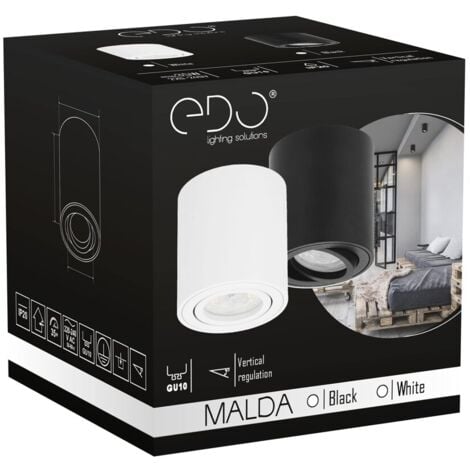 Spot de plafond en saillie MALDA IP20 GU10 noir rond EDO777233 Edo Solutions
