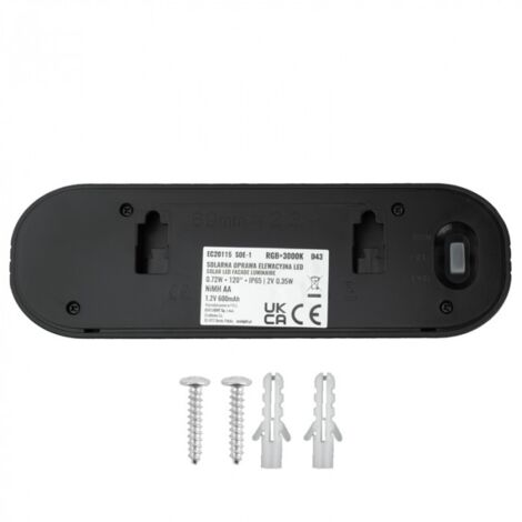 Applique murale solaire à LED SOE-1 RGB+WW IP65 étanche 60lm Eco Light