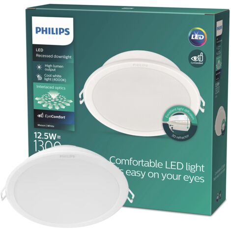 Philips – Spot encastrable LED 12,5W 1300lm 4000K blanc neutre – Design compact Ø125mm – Installation facile avec driver intégré – Durée de vie 15.000h