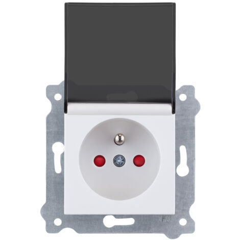 Prise simple 2P+T blanc avec clapet de protection bornes à vis 247/01E EXEN (1/3)