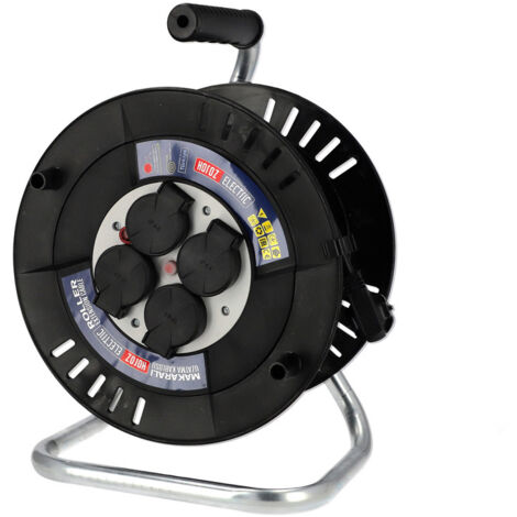Enrouleur électrique 4 prises 2P+T IP44 noir 3×1,5mm² 20m - 310.020.302 - HOROZ (1/5)