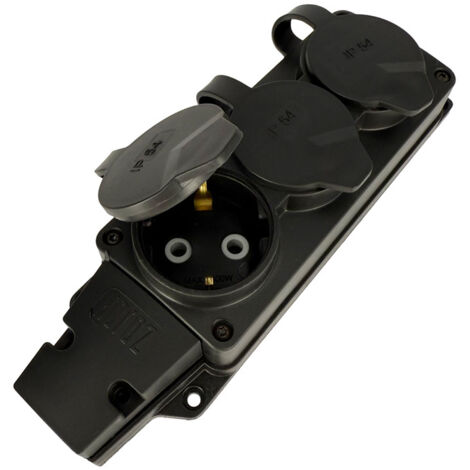 Multiprise étanche en caoutchouc 3x prises Schuko TYPE F IP54 noir 220.000.301 HOROZ