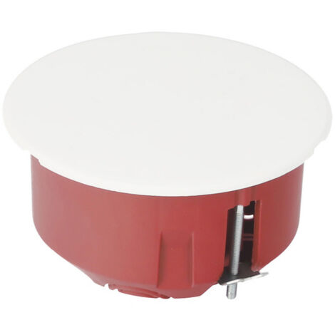Boîte d’encastrement plate 100 mm pour plaque de plâtre avec couvercle blanc et vis, rouge – EDO Technic