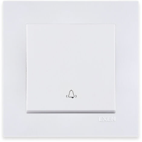 Bouton poussoir sonnette blanc 10A 250V avec cadre simple Série Karell EXEN