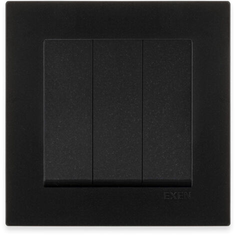 Triple interrupteur noir métallisé 10A 250V avec cadre simple Série Karell EXEN