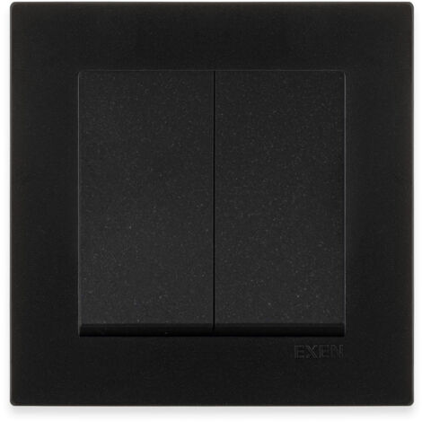 Interrupteur va et vient double noir metallisé 10A 250V avec cadre simple Série Karell EXEN