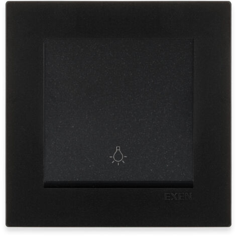 Bouton poussoir lumiere noir métallisé 10A 250V avec cadre simple Série Karell EXEN