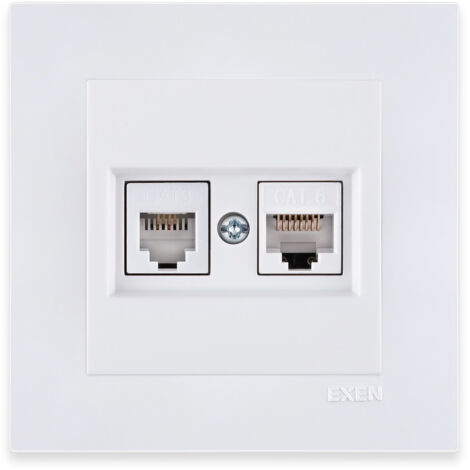 Prise informatique RJ45 catégorie 6 + prise téléphonique blanc ...