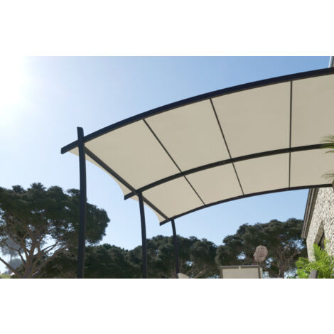 Couleurs Du Monde – Toile pour pergola Kyoto 300g/m² – Polyester écru résistant – Installation simple avec sandow – Protection efficace contre le soleil