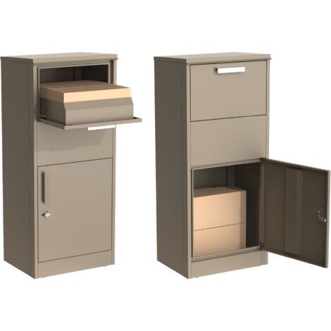 Boîte aux lettres taupe avec compartiment colis – Modèle extérieur en acier galvanisé