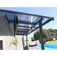 Couleurs Du Monde – Toile de remplacement pour pergola Oslo – Polyester 160 g/m² gris anthracite – Système de cordes et poulies pour installation rapide