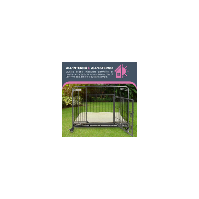 Gabbia Per Cani Pieghevole Nero - Trasportino 94x59x75cm Con 2 Porte E Plaid Morbido Per Interni Ed Esterni - Foto 2