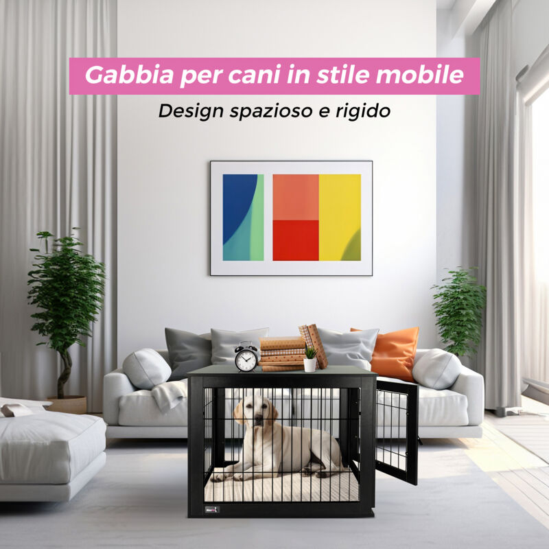 Gabbia Per Cani MaxxPet 92x58x64 Cm - Kennel Grande Pieghevole, Con Vassoio Rimovibile, Per Interni Ed Esterni, Nero